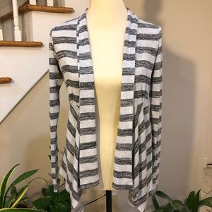 Open Striped Gray Waterfall Cardigan